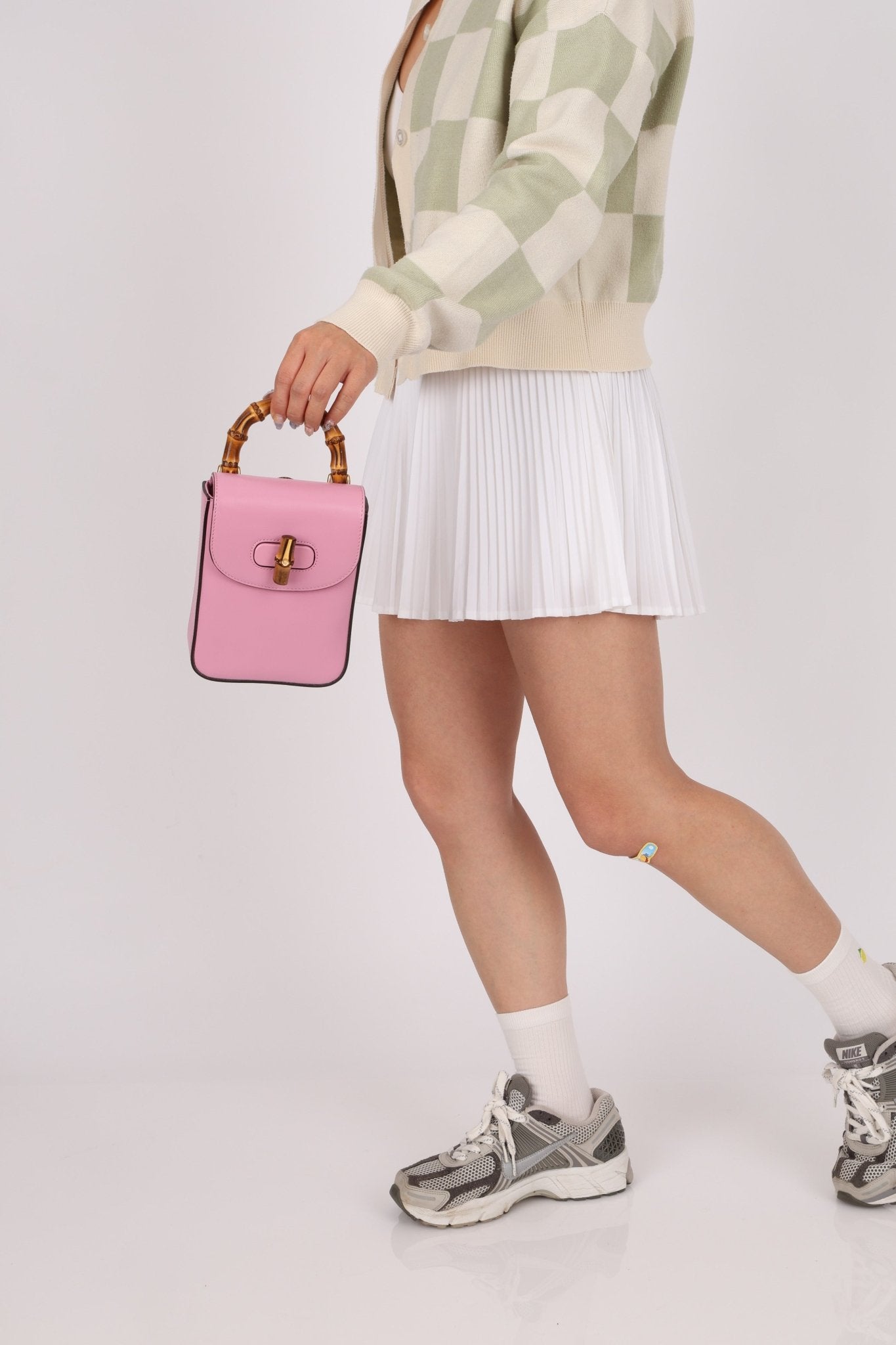 Gucci Pink Bamboo Turnlock Vertical Top Handle 3 Way Bag - FashioNica