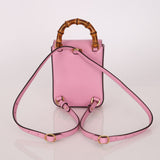 Gucci Pink Bamboo Turnlock Vertical Top Handle 3 Way Bag - FashioNica