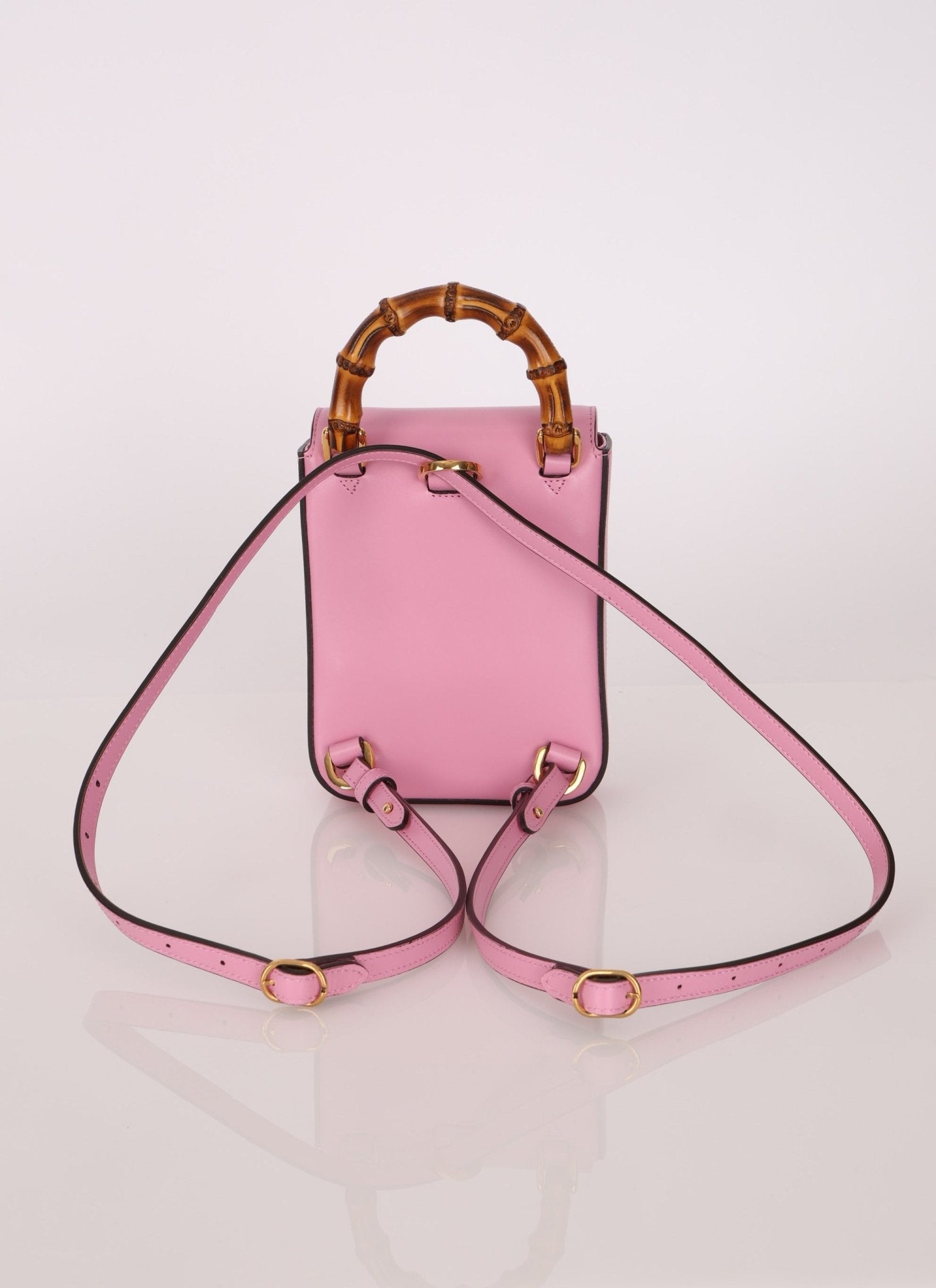 Gucci Pink Bamboo Turnlock Vertical Top Handle 3 Way Bag - FashioNica