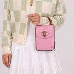 Gucci Pink Bamboo Turnlock Vertical Top Handle 3 Way Bag - FashioNica