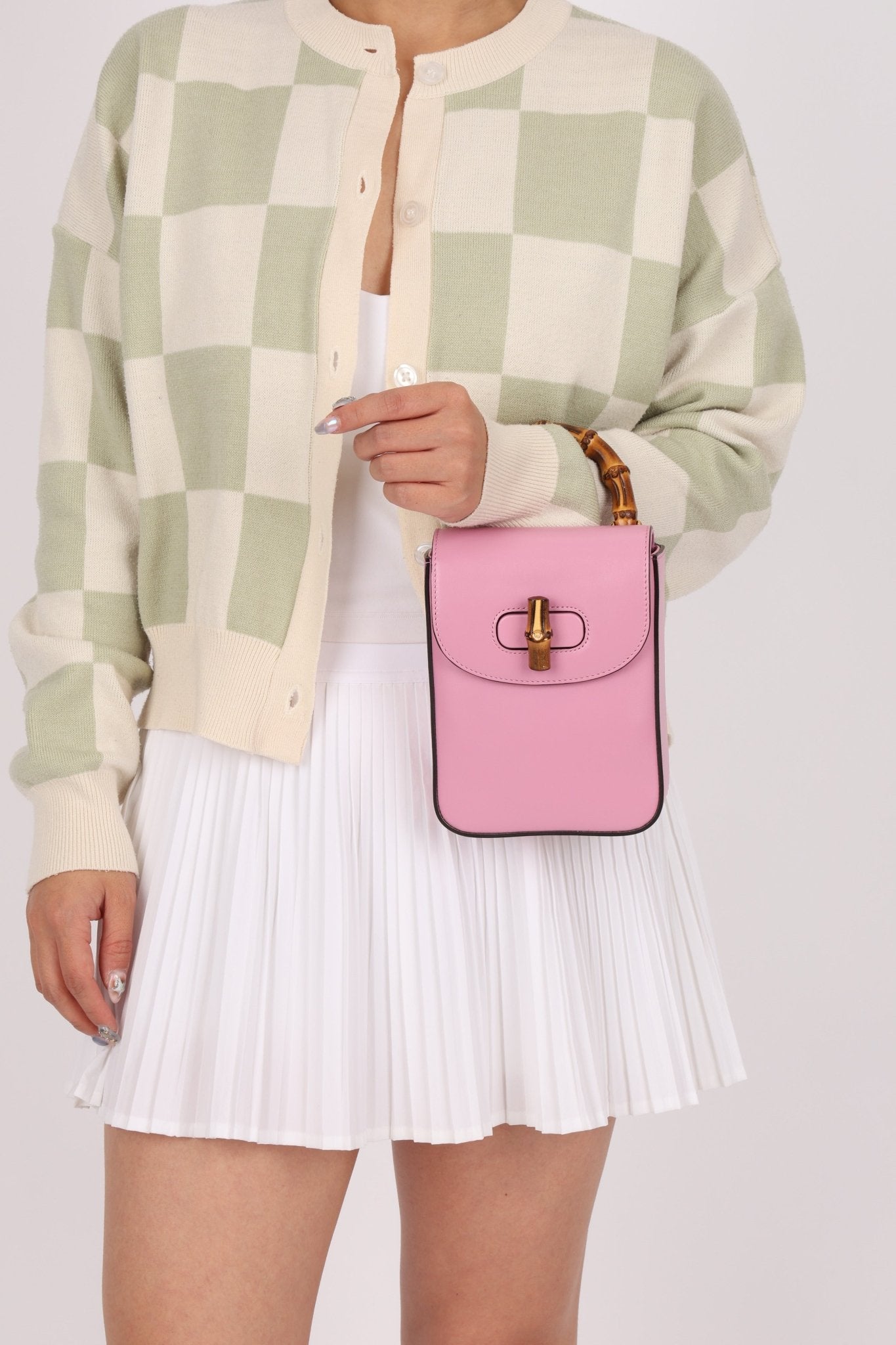Gucci Pink Bamboo Turnlock Vertical Top Handle 3 Way Bag - FashioNica