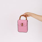 Gucci Pink Bamboo Turnlock Vertical Top Handle 3 Way Bag - FashioNica