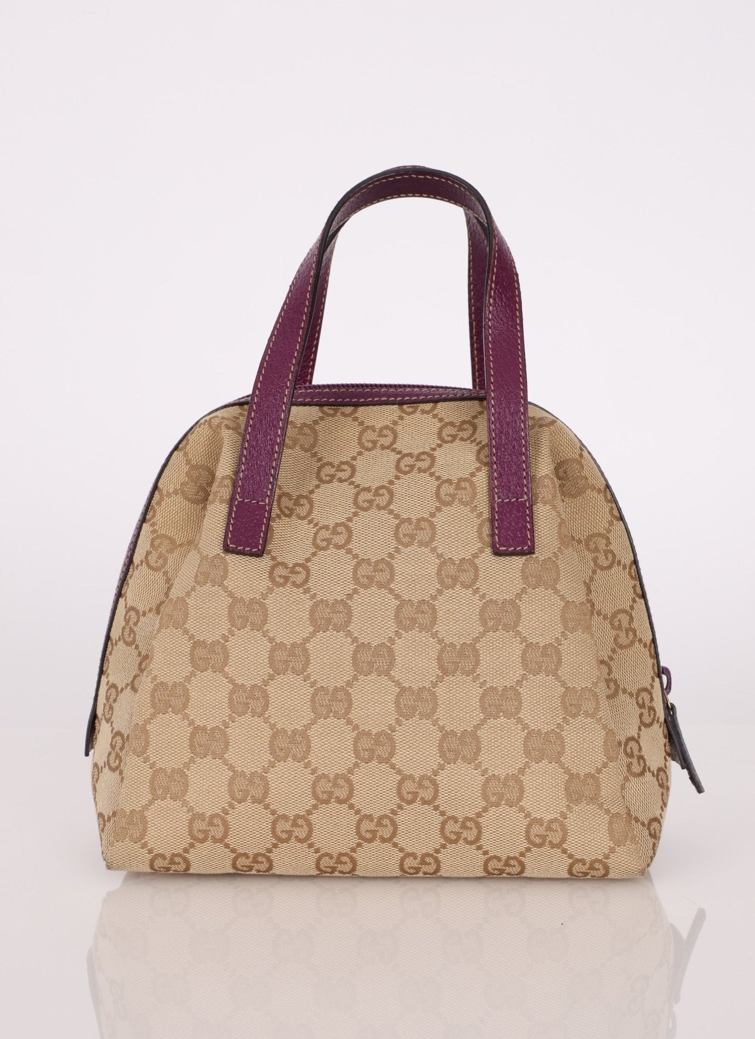 Gucci Plum Monogram Mini Bowler - FashioNica