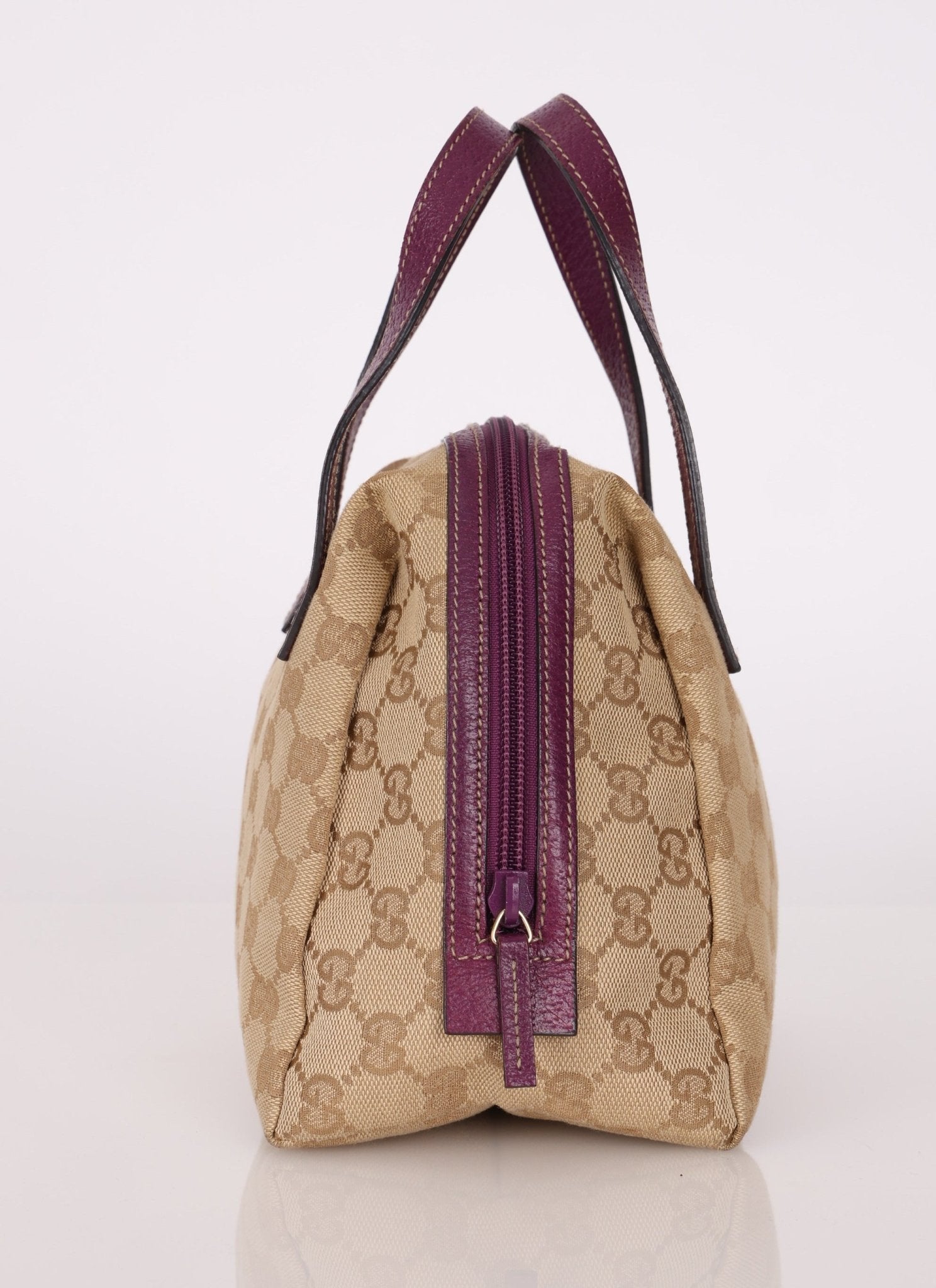 Gucci Plum Monogram Mini Bowler - FashioNica