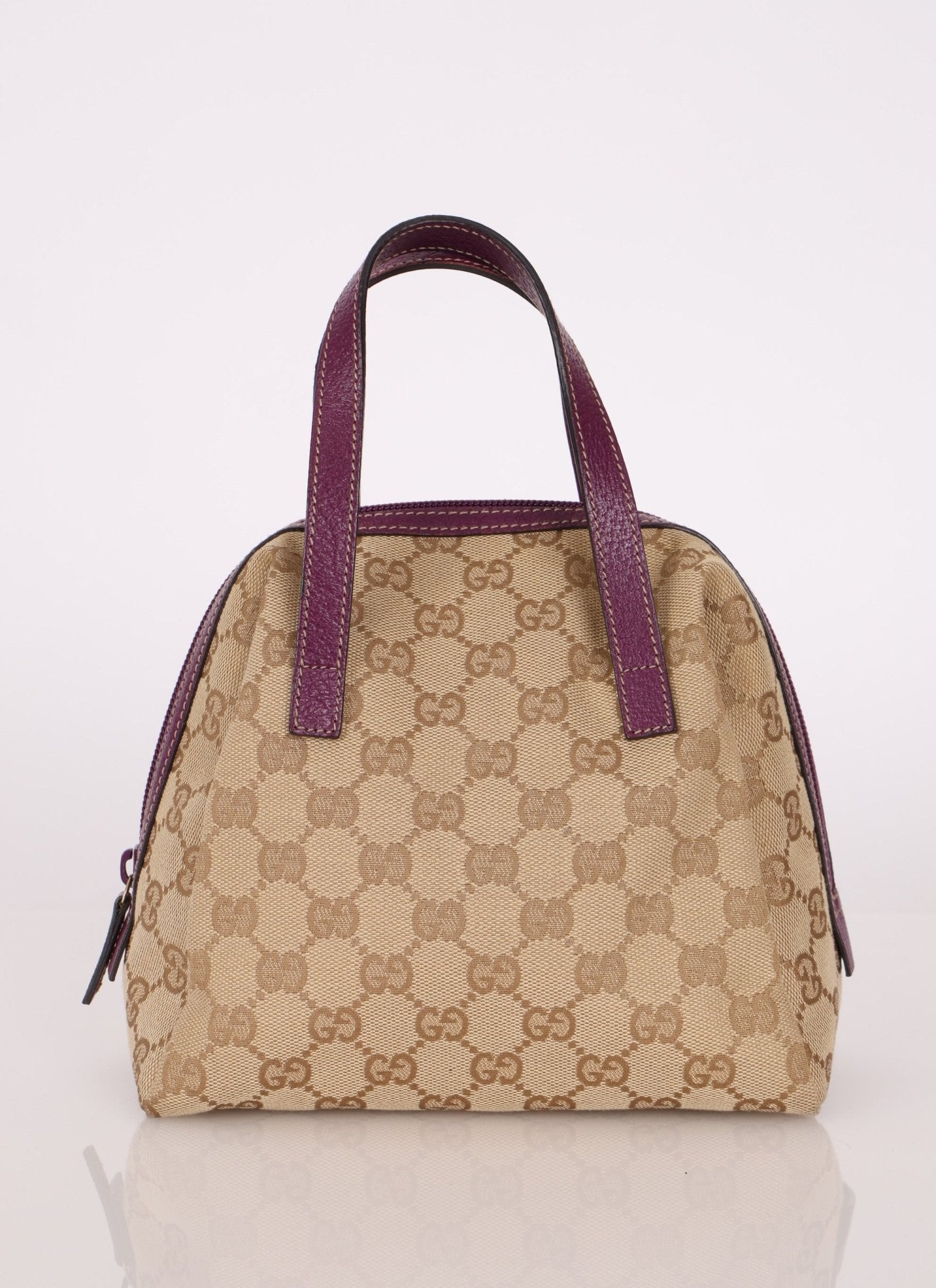 Gucci Plum Monogram Mini Bowler - FashioNica