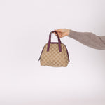 Gucci Plum Monogram Mini Bowler - FashioNica