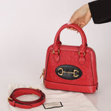 Gucci Red Horsebit Raffia 1955 Top Handle Bag - FashioNica