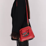 Gucci Red Horsebit Raffia 1955 Top Handle Bag - FashioNica