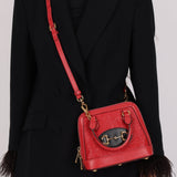 Gucci Red Horsebit Raffia 1955 Top Handle Bag - FashioNica