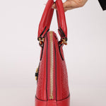 Gucci Red Horsebit Raffia 1955 Top Handle Bag - FashioNica