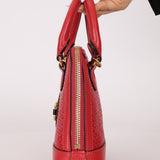 Gucci Red Horsebit Raffia 1955 Top Handle Bag - FashioNica