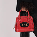 Gucci Red Horsebit Raffia 1955 Top Handle Bag - FashioNica