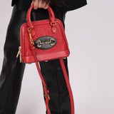 Gucci Red Horsebit Raffia 1955 Top Handle Bag - FashioNica