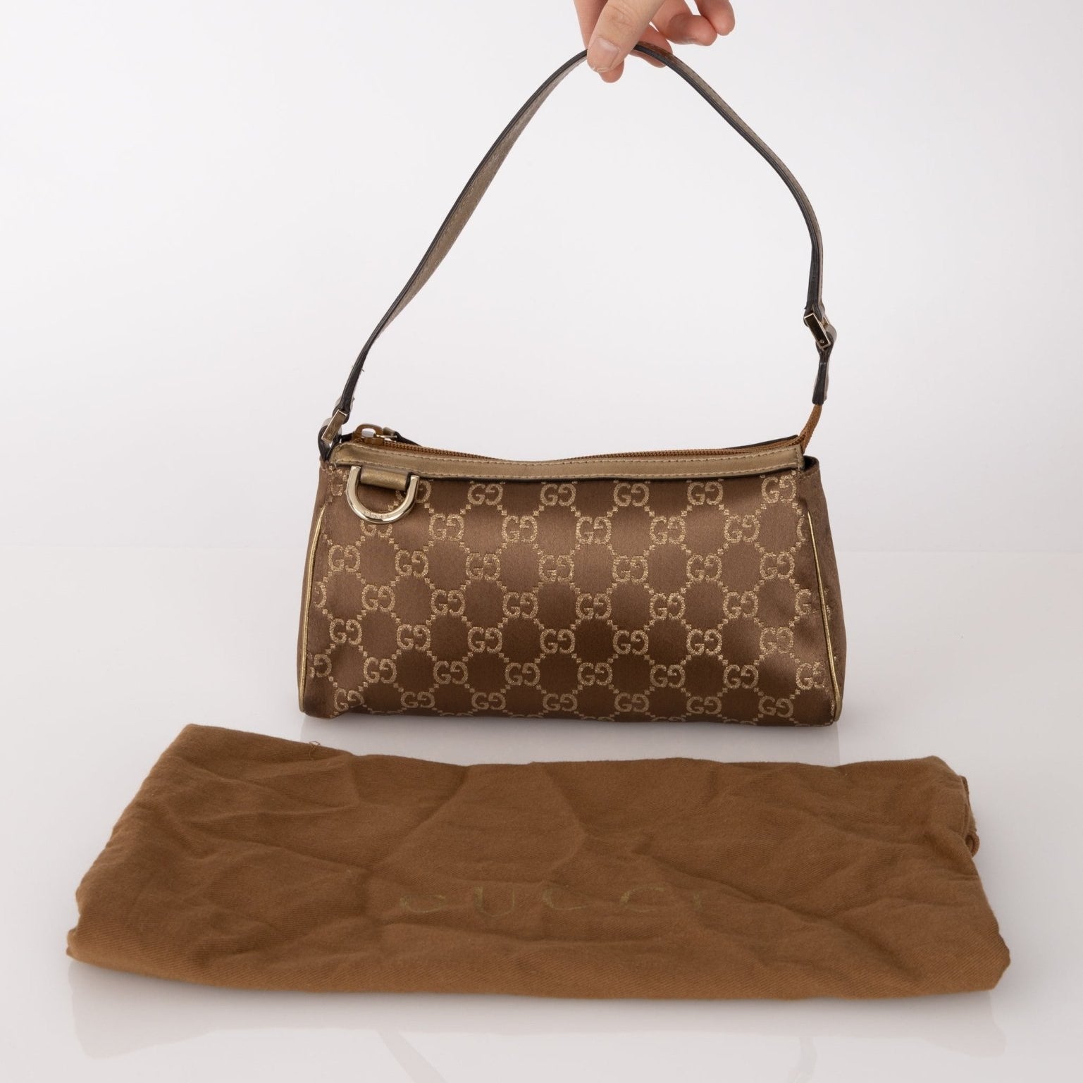 Gucci Satin Monogram Pochette - FashioNica