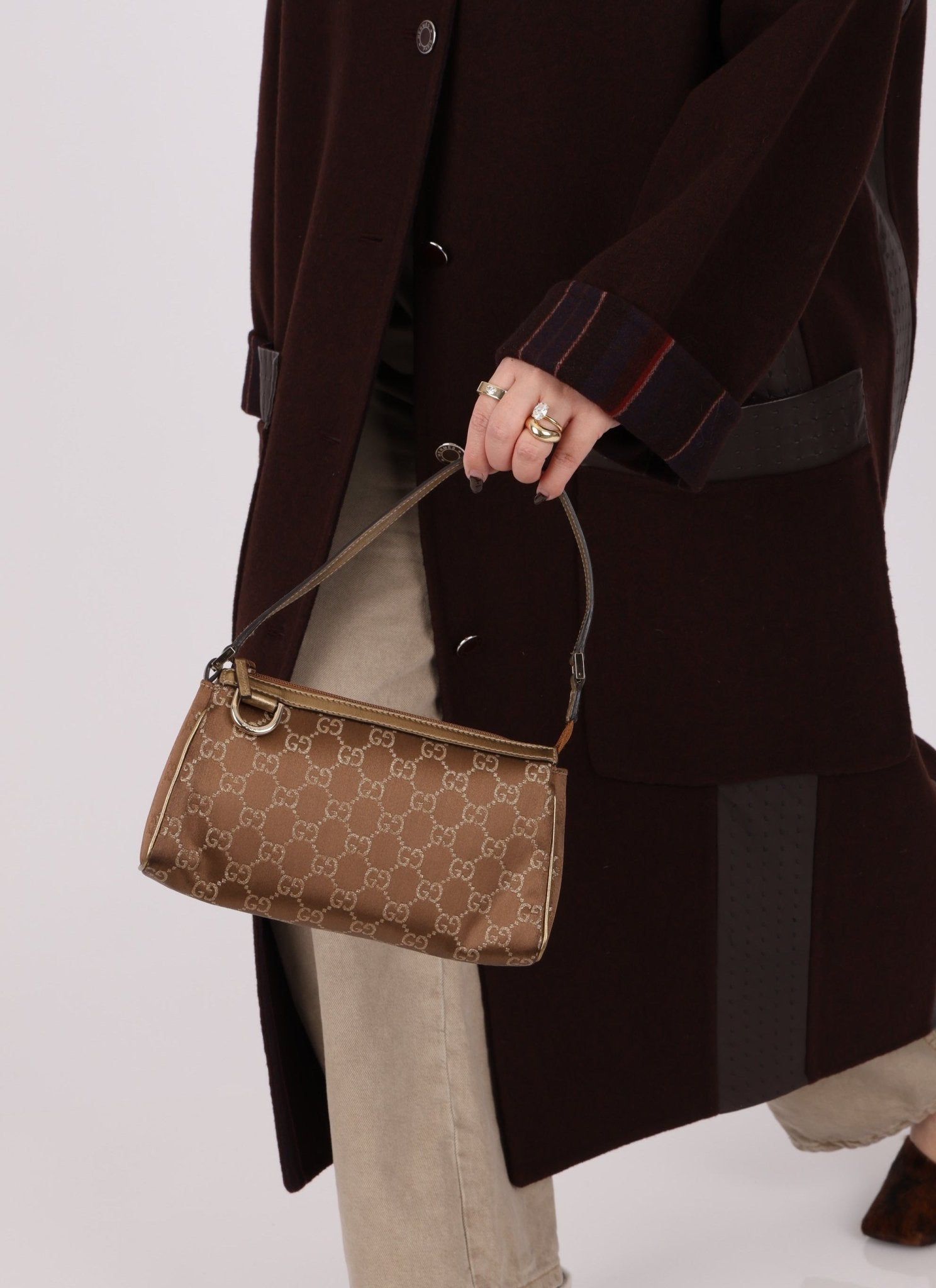 Gucci Satin Monogram Pochette - FashioNica