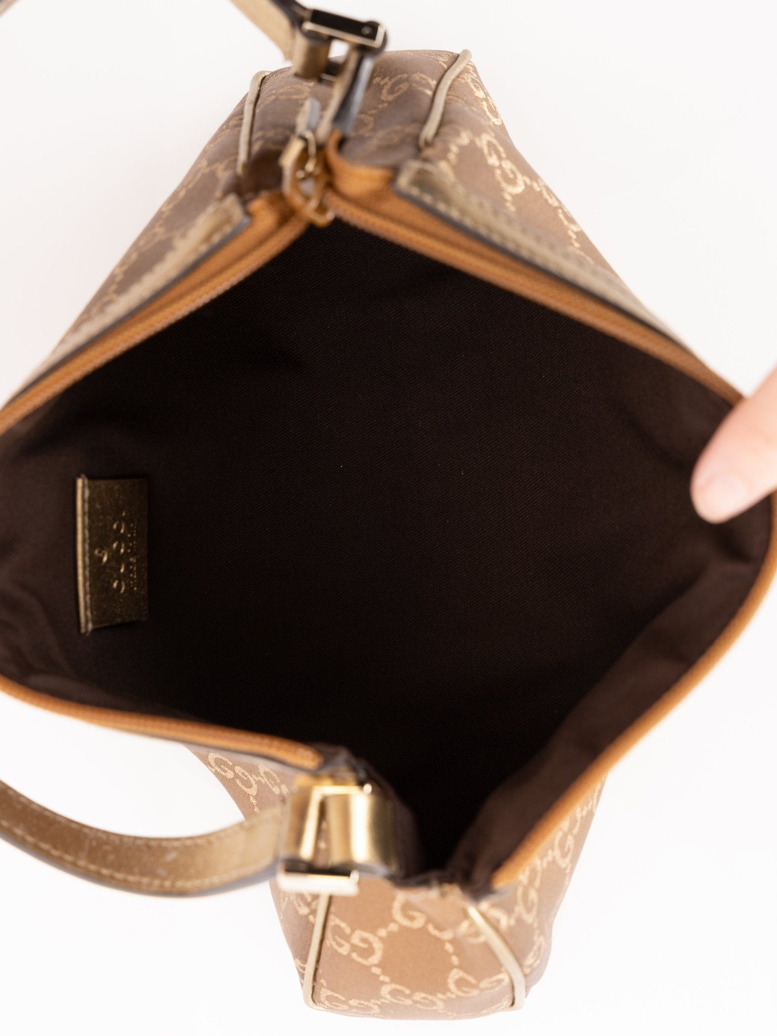 Gucci Satin Monogram Pochette - FashioNica