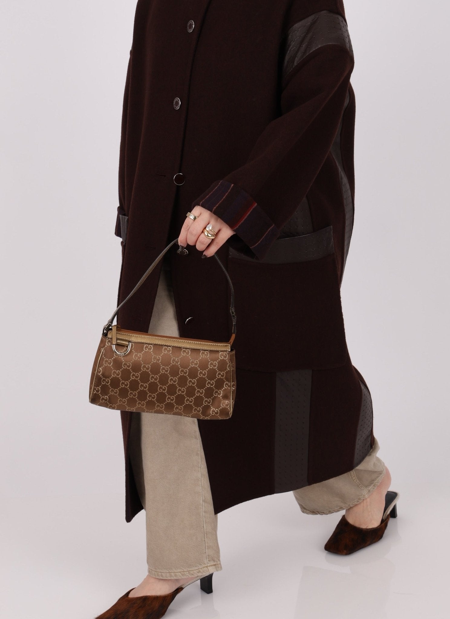 Gucci Satin Monogram Pochette - FashioNica