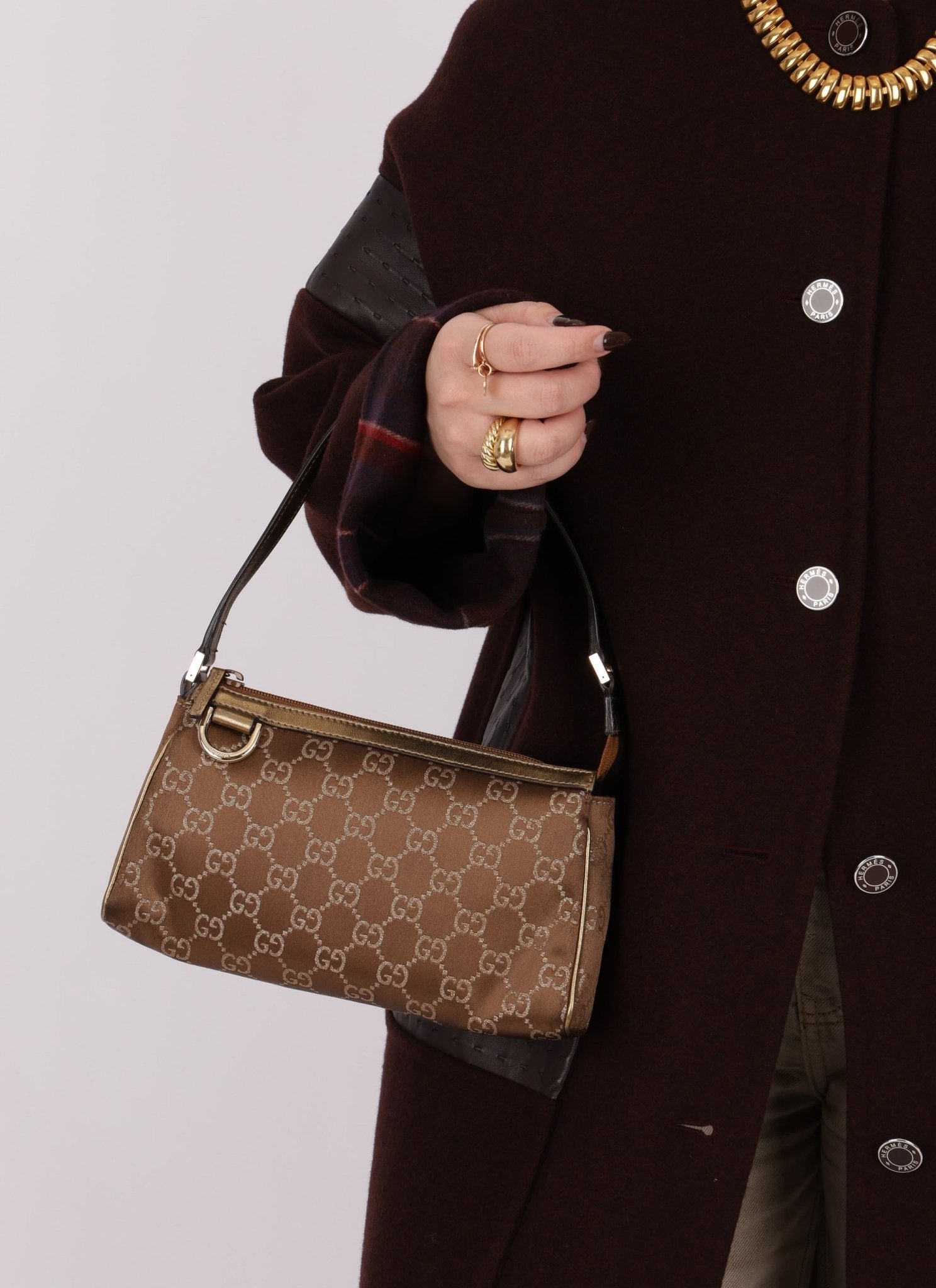 Gucci Satin Monogram Pochette - FashioNica