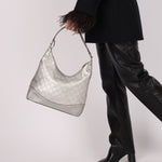 Gucci Silver Leather Guccissima Shoulder Hobo - FashioNica