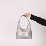 Gucci Silver Leather Guccissima Shoulder Hobo - FashioNica