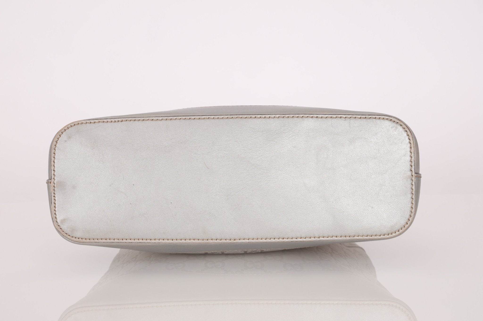 Gucci Silver Leather Guccissima Shoulder Hobo - FashioNica