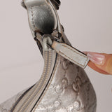 Gucci Silver Leather Guccissima Shoulder Hobo - FashioNica