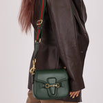 Gucci Small Lady Web Emerald Green Boxcalf Shoulder Bag - FashioNica
