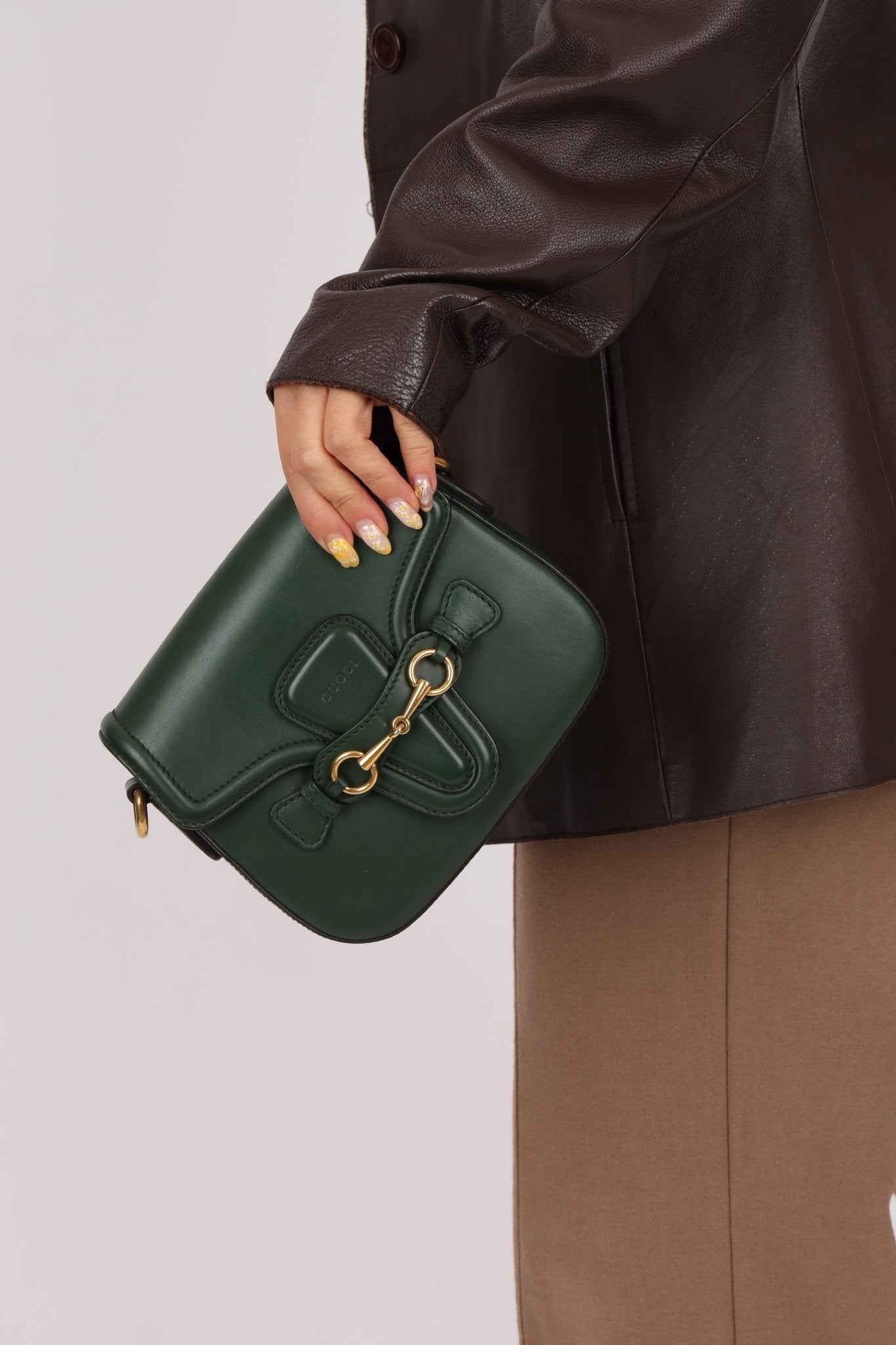 Gucci Small Lady Web Emerald Green Boxcalf Shoulder Bag - FashioNica