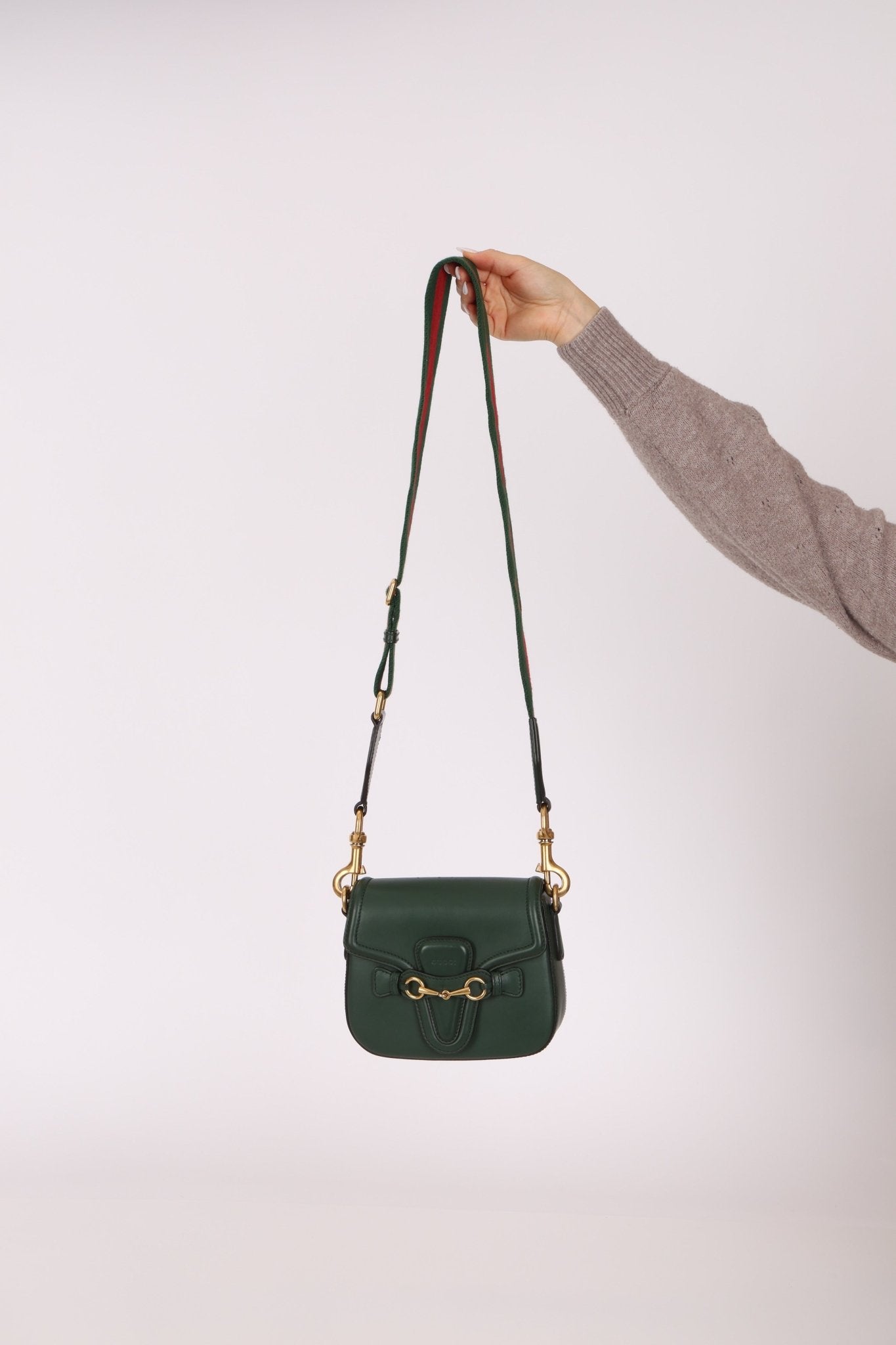 Gucci Small Lady Web Emerald Green Boxcalf Shoulder Bag - FashioNica