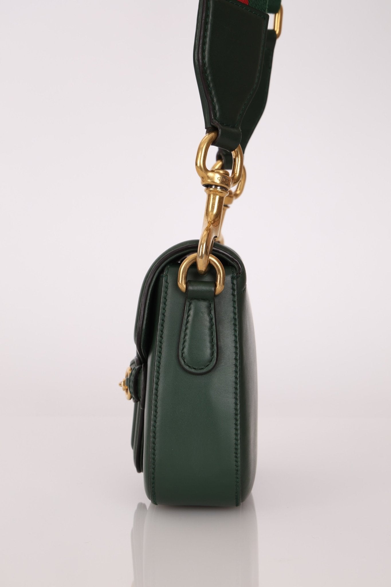 Gucci Small Lady Web Emerald Green Boxcalf Shoulder Bag - FashioNica