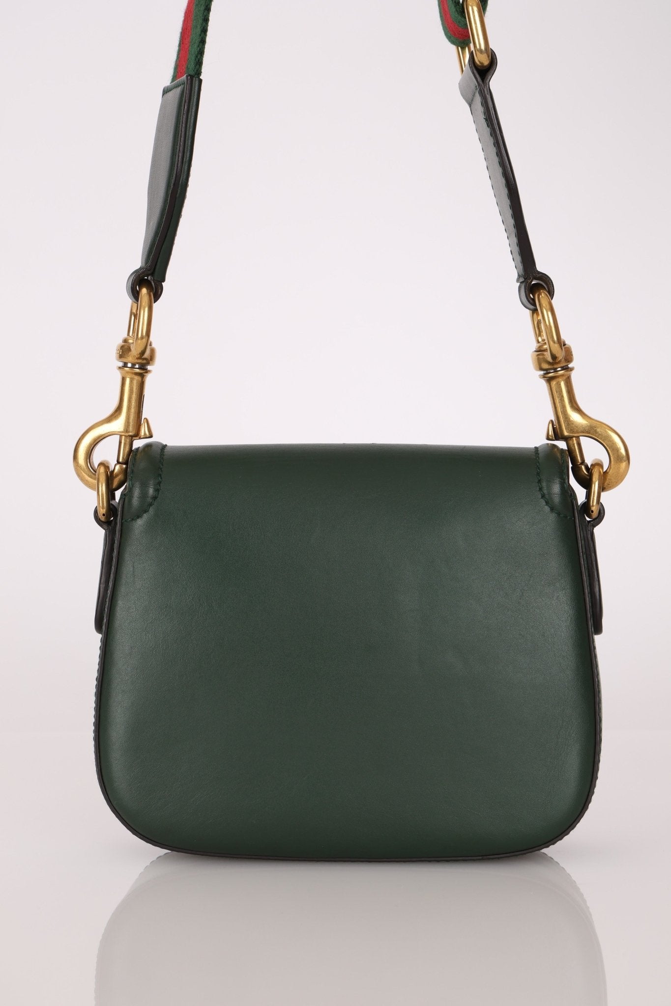 Gucci Small Lady Web Emerald Green Boxcalf Shoulder Bag - FashioNica