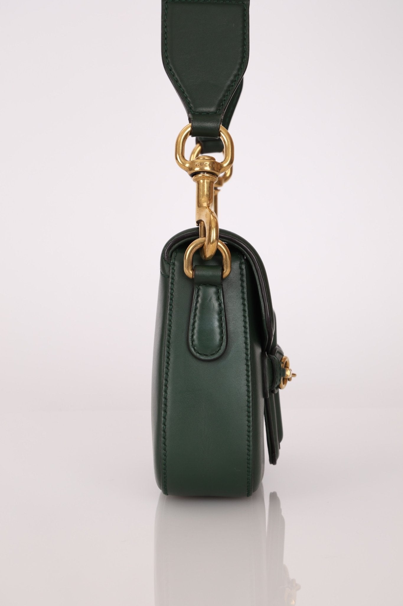 Gucci Small Lady Web Emerald Green Boxcalf Shoulder Bag - FashioNica