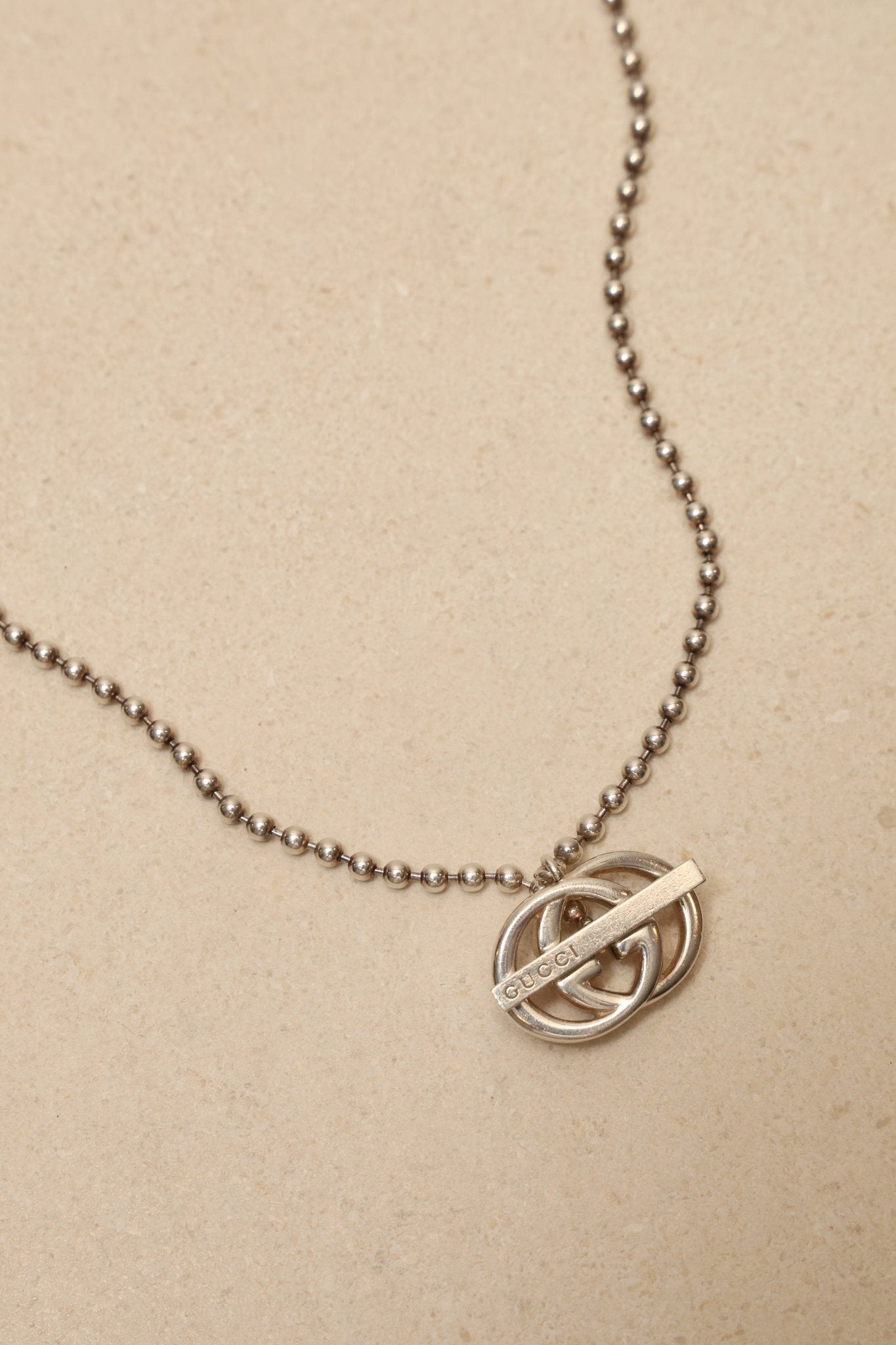Gucci Sterling Silver Interlocking G Britt Toggle Necklace - FashioNica