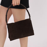 Gucci Suede Bamboo Top Handle - FashioNica