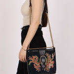 Gucci Suede Dragon Embroidered Bucket Bag - FashioNica