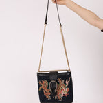 Gucci Suede Dragon Embroidered Bucket Bag - FashioNica