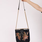 Gucci Suede Dragon Embroidered Bucket Bag - FashioNica