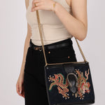 Gucci Suede Dragon Embroidered Bucket Bag - FashioNica