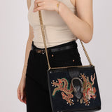 Gucci Suede Dragon Embroidered Bucket Bag - FashioNica