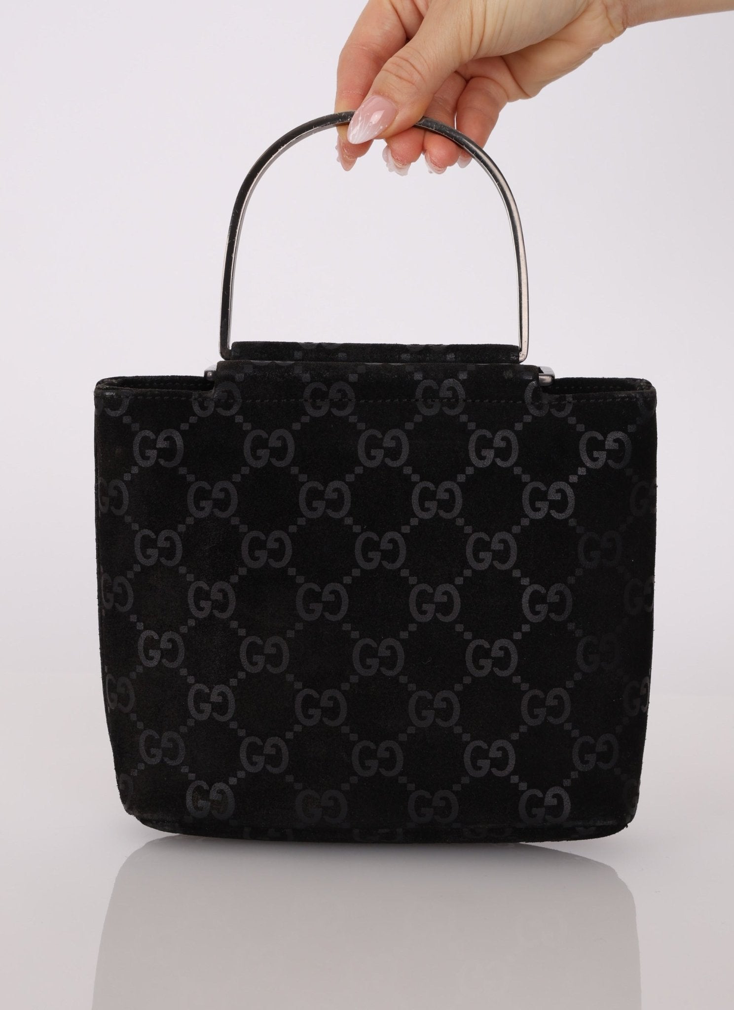 Gucci Suede Metal Top Handle Mini Frame Bag - FashioNica