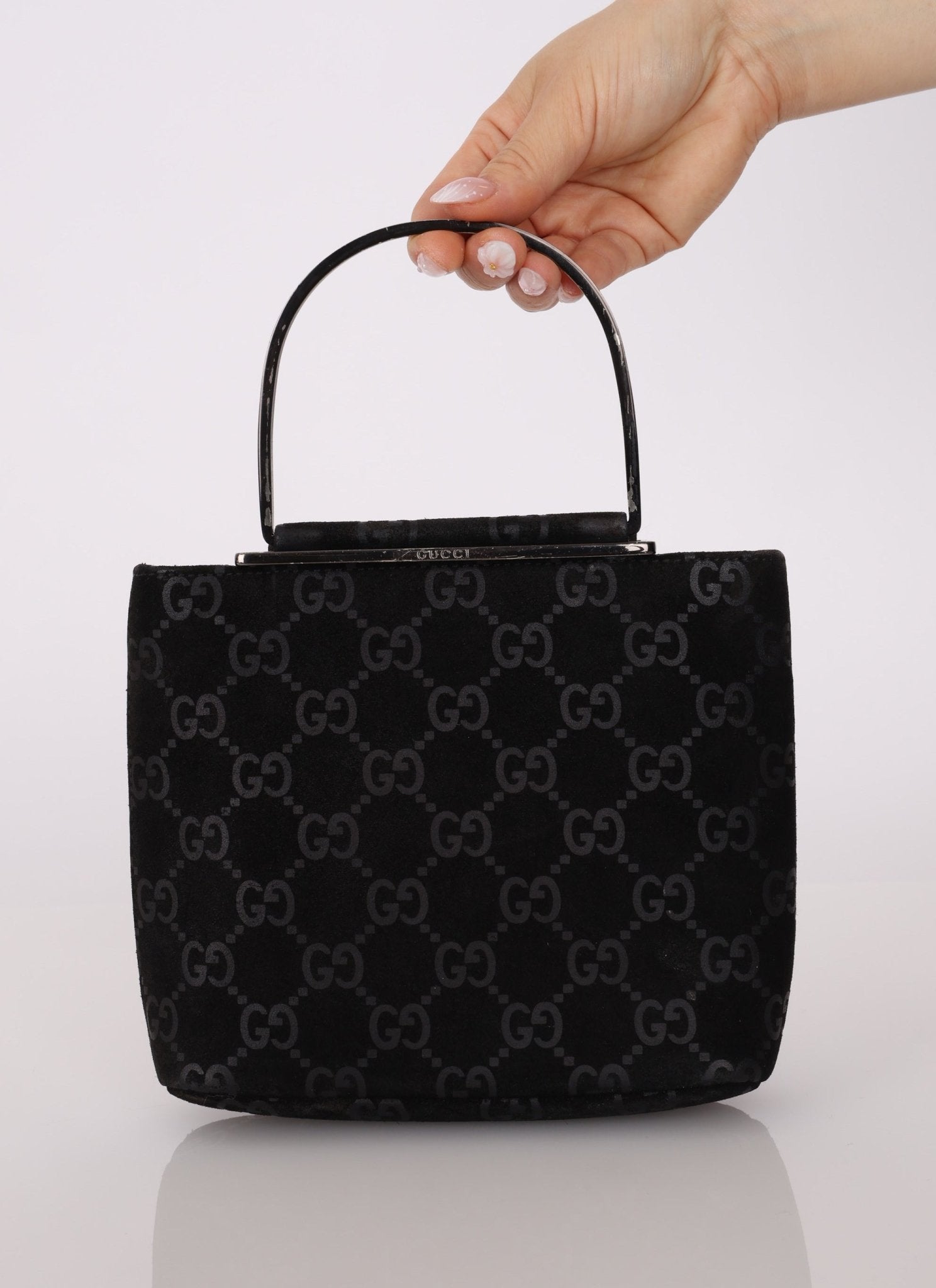 Gucci Suede Metal Top Handle Mini Frame Bag - FashioNica