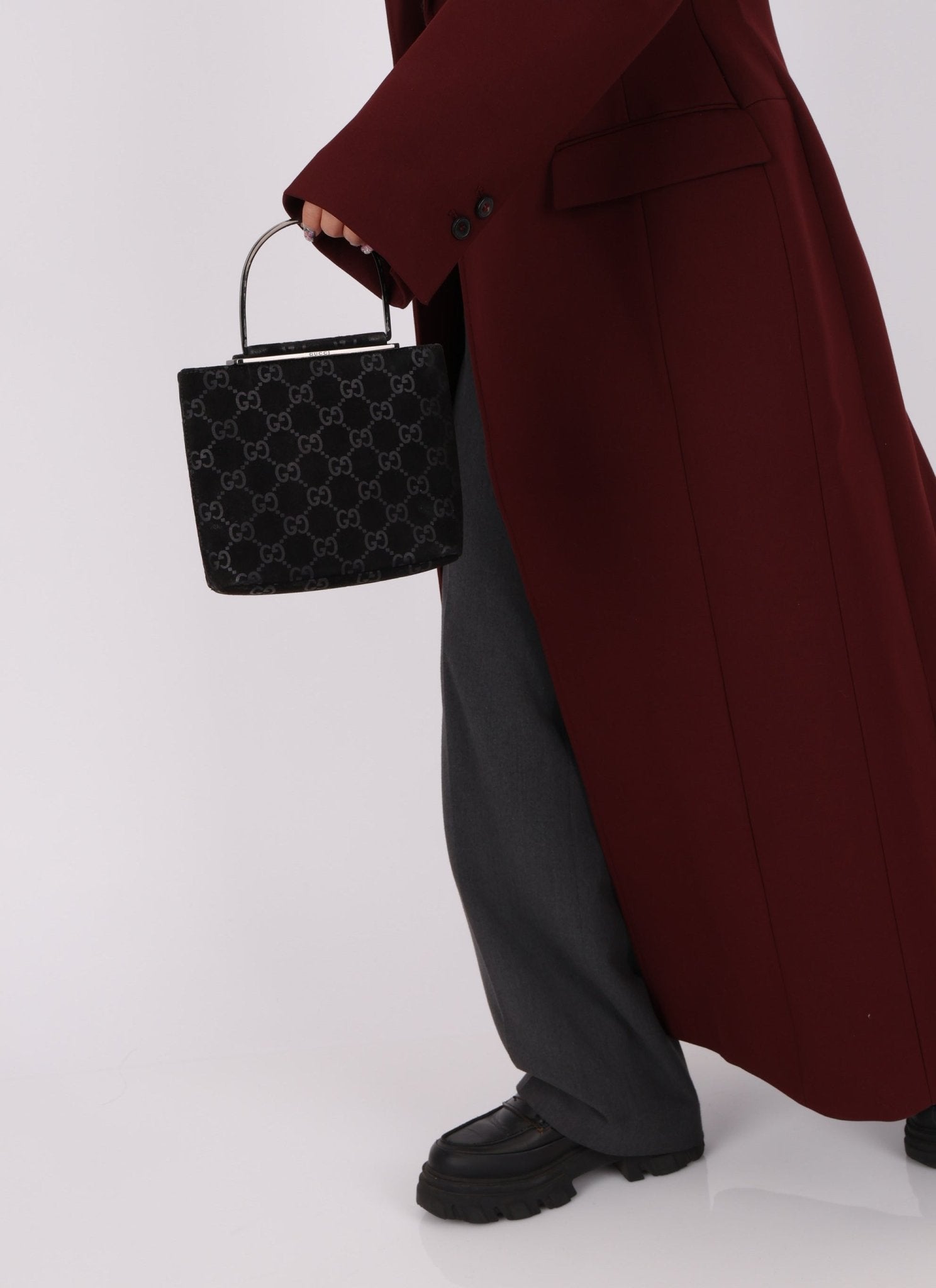 Gucci Suede Metal Top Handle Mini Frame Bag - FashioNica