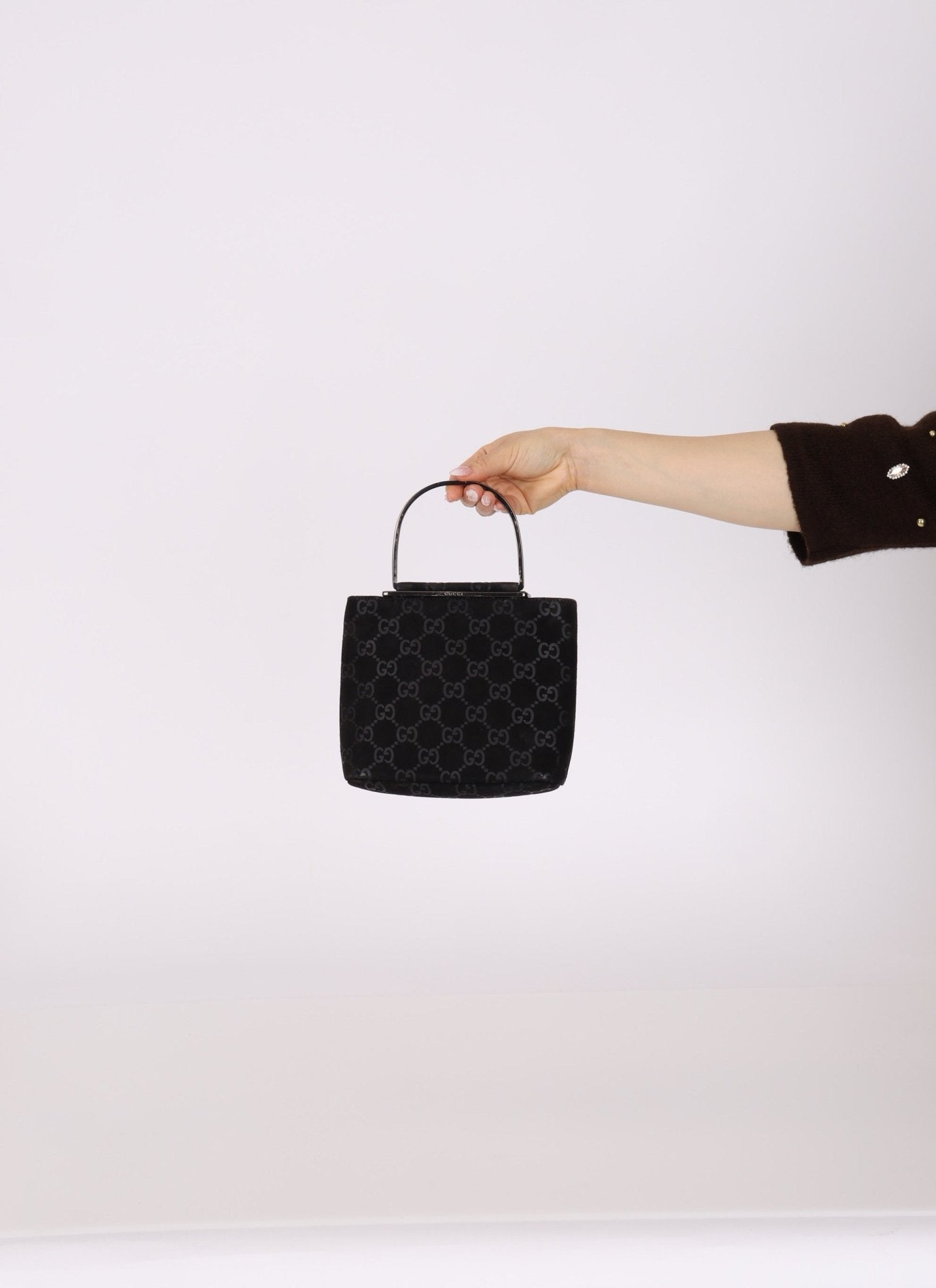 Gucci Suede Metal Top Handle Mini Frame Bag - FashioNica