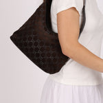 Gucci Suede Monogram Shoulder Bag - FashioNica