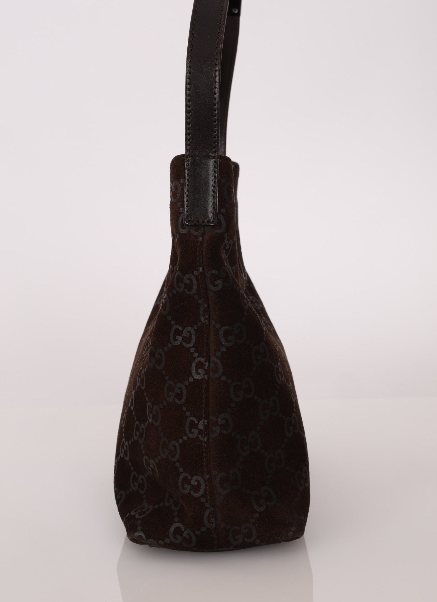 Gucci Suede Monogram Shoulder Bag - FashioNica