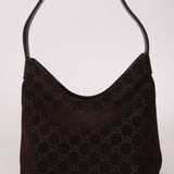 Gucci Suede Monogram Shoulder Bag - FashioNica