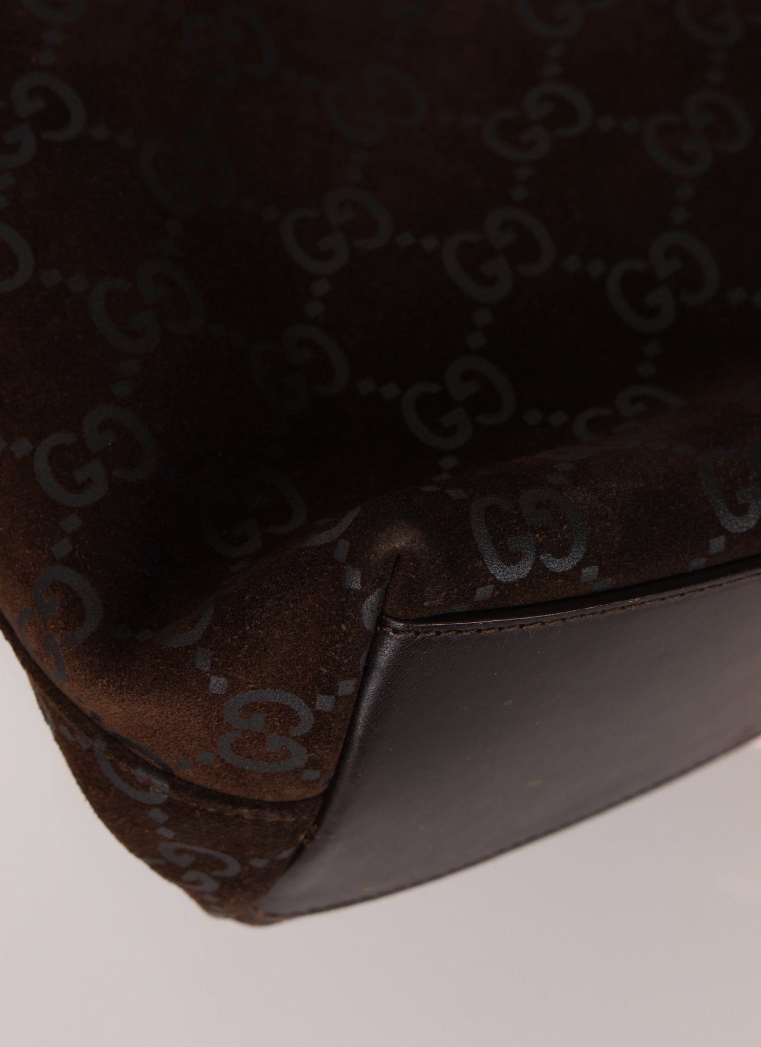 Gucci Suede Monogram Shoulder Bag - FashioNica