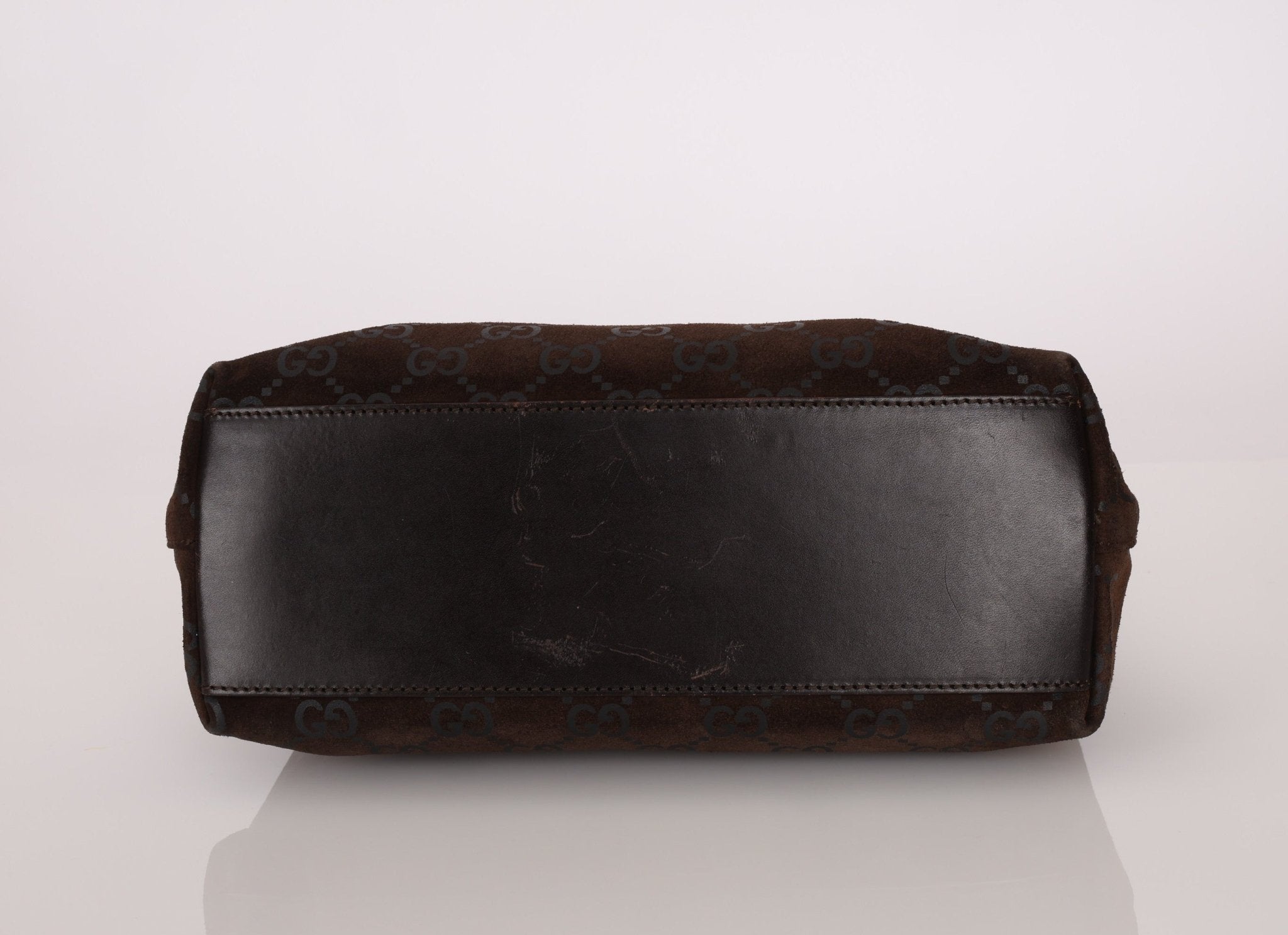 Gucci Suede Monogram Shoulder Bag - FashioNica