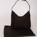 Gucci Suede Monogram Shoulder Bag - FashioNica