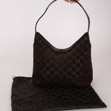 Gucci Suede Monogram Shoulder Bag - FashioNica